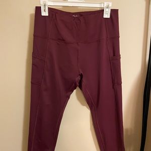 Layer 8 7/8 Burgundy Leggings w/ Pockets